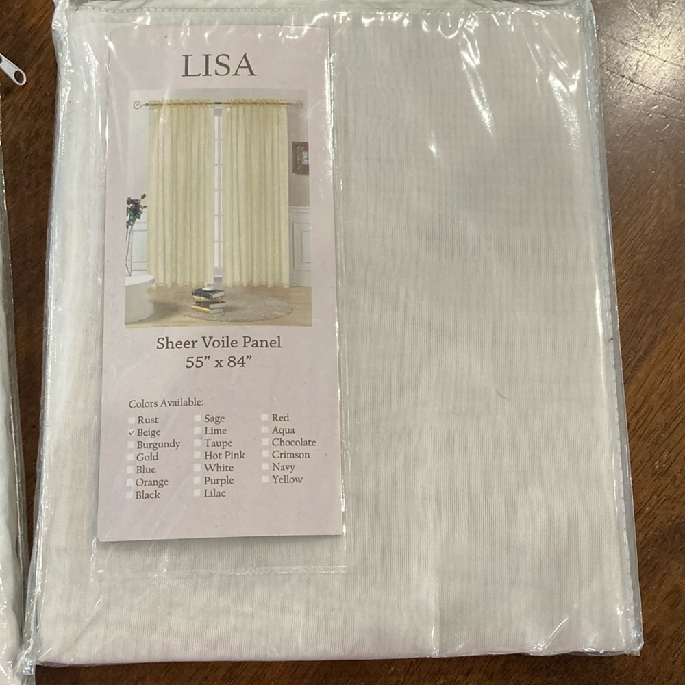 Brand New in package Sheer Voile Panel 55” x 84” Beige color